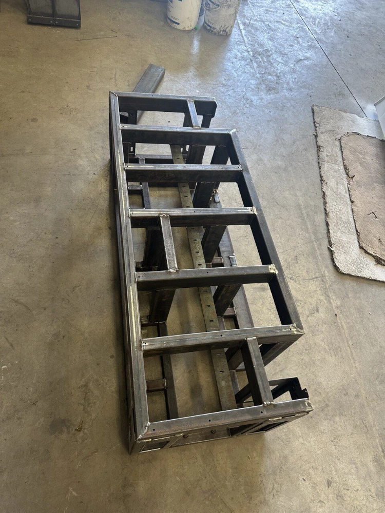 Steel stock rack at the Morshedi workshop in Dubai