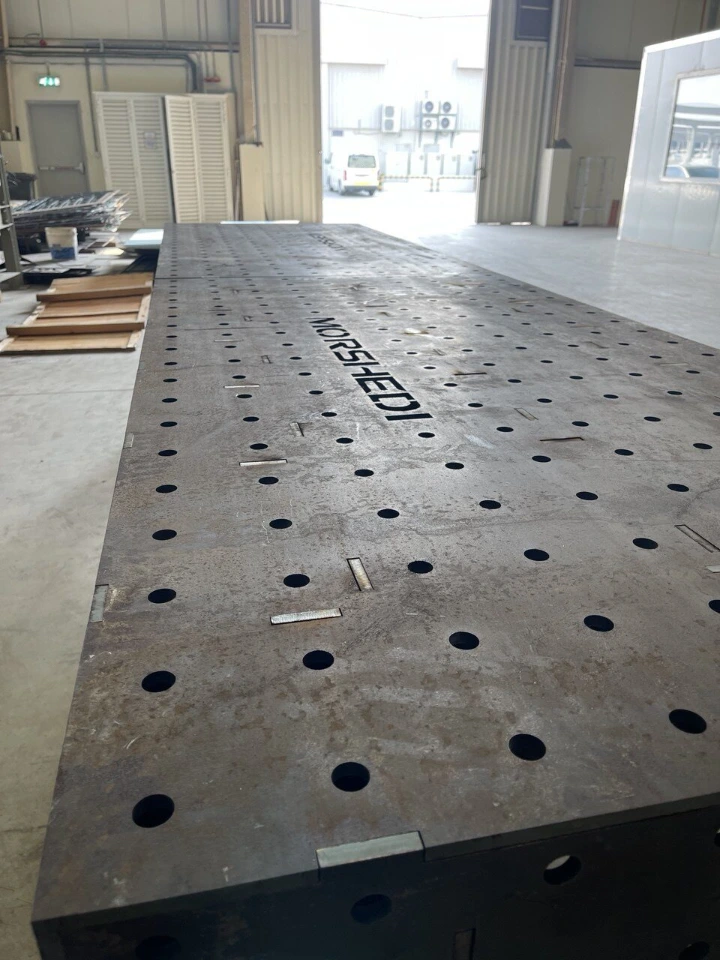 Welding table surface detail