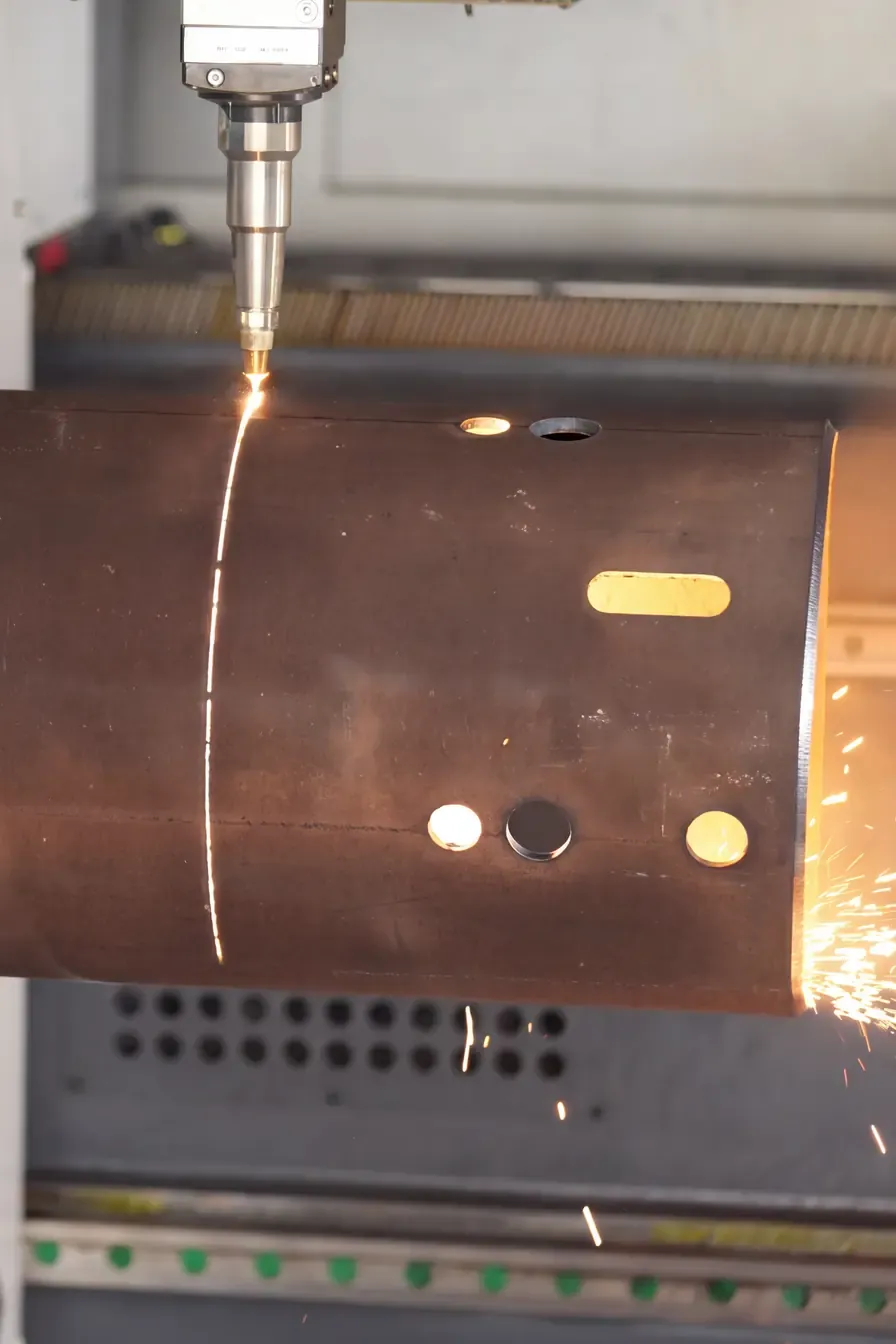 Laser cut holes and slots in steel pipe at Morshedi, Dubai